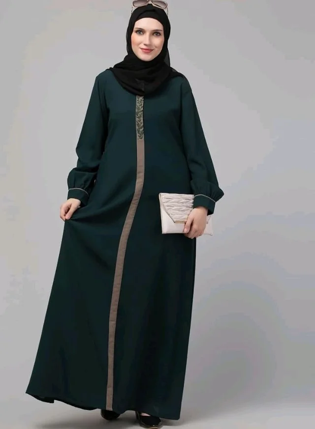 Abaya Dress with Front Embroidery & Cuff Sleeves And Side Pocket Made in Nida Matte Fabric Sleeves Full length Burqa for Women and Girls
- 2XL
