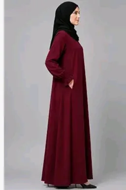 Women’s A-Line Abaya for Women | Loose Fit Modest Dress with Elasticated Sleeves | Nida Matte Fabric | Full Length Abaya
- M