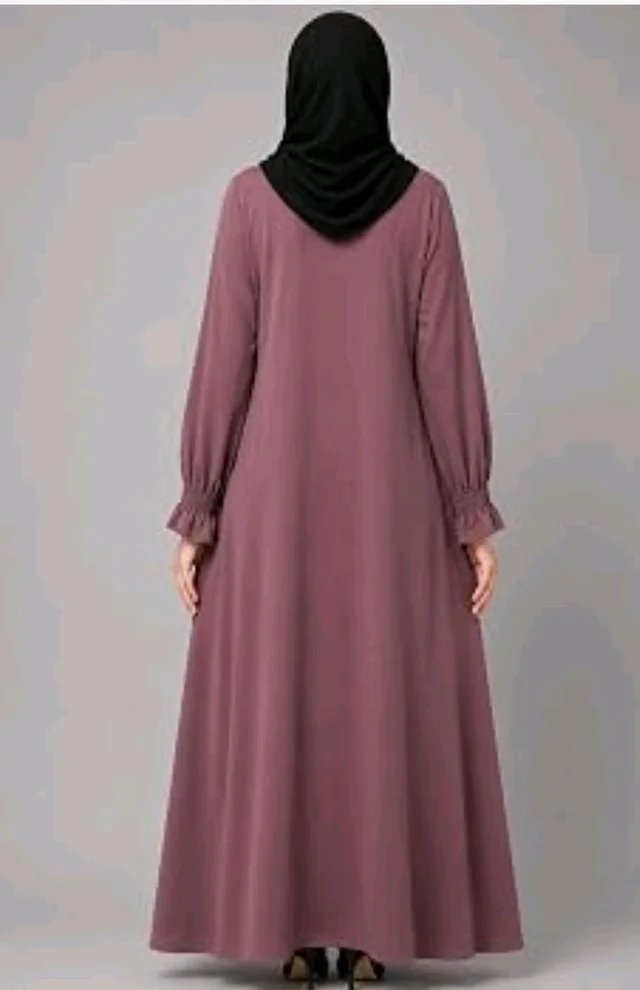 Women’s A-Line Abaya for Women | Loose Fit Modest Dress with Elasticated Sleeves | Nida Matte Fabric | Full Length Abaya
- S