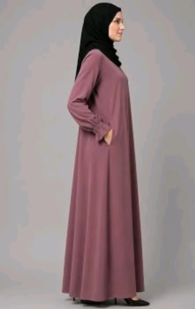 Women’s A-Line Abaya for Women | Loose Fit Modest Dress with Elasticated Sleeves | Nida Matte Fabric | Full Length Abaya
- S