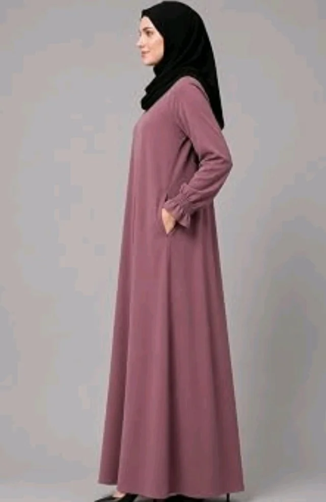 Women’s A-Line Abaya for Women | Loose Fit Modest Dress with Elasticated Sleeves | Nida Matte Fabric | Full Length Abaya
- S