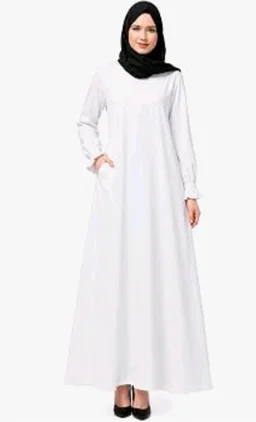 Women’s A-Line Abaya for Women | Loose Fit Modest Dress with Elasticated Sleeves | Nida Matte Fabric | Full Length Abaya
- S