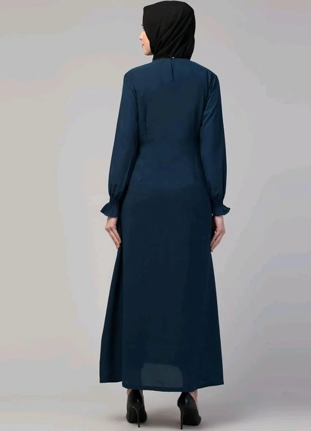 Women’s A-Line Abaya for Women | Loose Fit Modest Dress with Elasticated Sleeves | Nida Matte Fabric | Full Length Abaya
- S