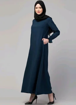 Women’s A-Line Abaya for Women | Loose Fit Modest Dress with Elasticated Sleeves | Nida Matte Fabric | Full Length Abaya
- S