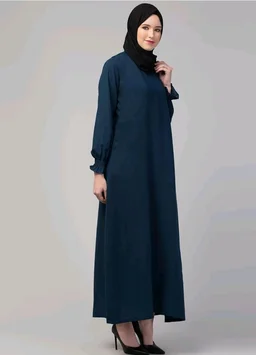 Women’s A-Line Abaya for Women | Loose Fit Modest Dress with Elasticated Sleeves | Nida Matte Fabric | Full Length Abaya
- S