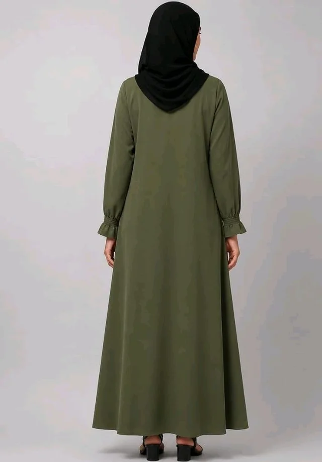 Women’s A-Line Abaya for Women | Loose Fit Modest Dress with Elasticated Sleeves | Nida Matte Fabric | Full Length Abaya - 2XL