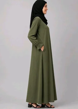 Women’s A-Line Abaya for Women | Loose Fit Modest Dress with Elasticated Sleeves | Nida Matte Fabric | Full Length Abaya - 2XL