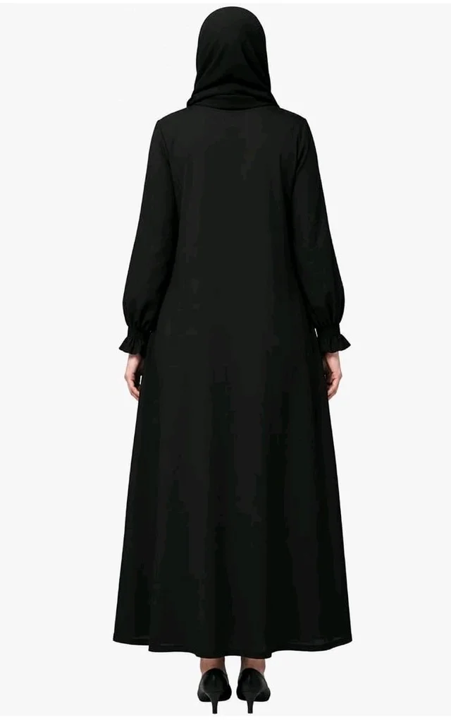 Women’s A-Line Abaya for Women | Loose Fit Modest Dress with Elasticated Sleeves | Nida Matte Fabric | Full Length Abaya
- S