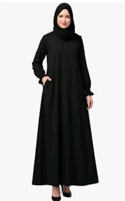 Women’s A-Line Abaya for Women | Loose Fit Modest Dress with Elasticated Sleeves | Nida Matte Fabric | Full Length Abaya
- S