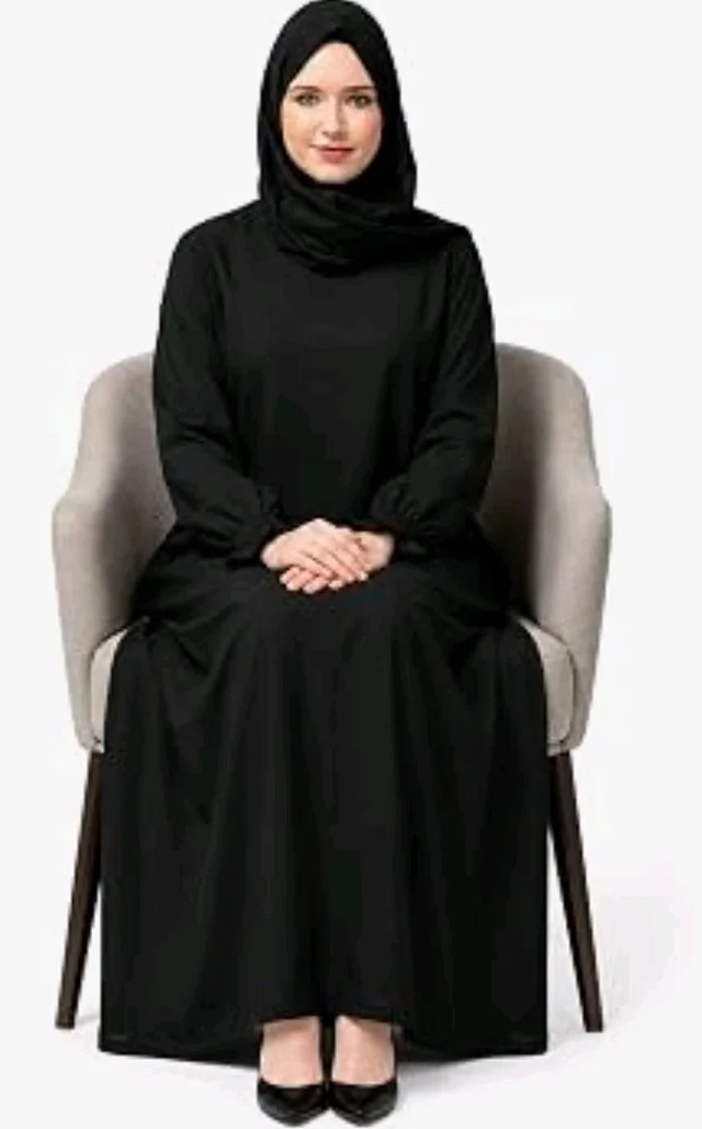 Women’s A-Line Abaya for Women | Loose Fit Modest Dress with Elasticated Sleeves | Nida Matte Fabric | Full Length Abaya
- S