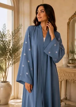 Women's kimono Abaya with Floral Embroidery
petal abaya
- Grey