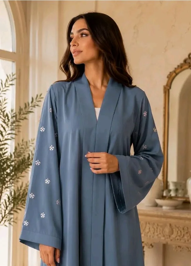 Women's kimono Abaya with Floral Embroidery
petal abaya
- Grey