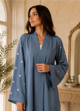 Women's kimono Abaya with Floral Embroidery
petal abaya
- Grey