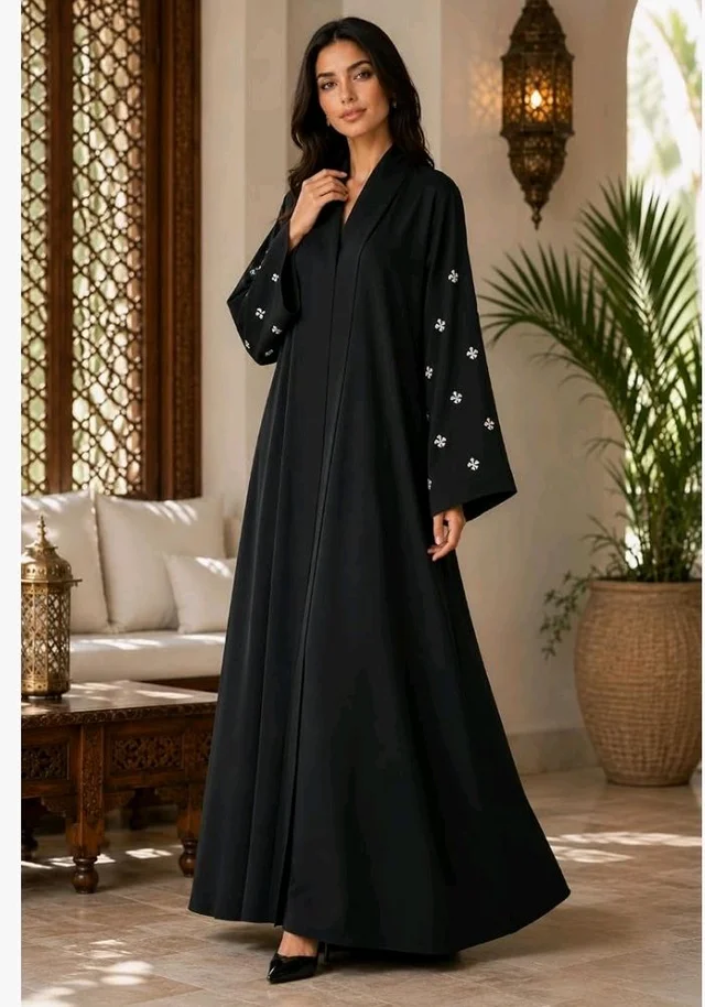 Women's kimono Abaya with Floral Embroidery
petal abaya
- Black