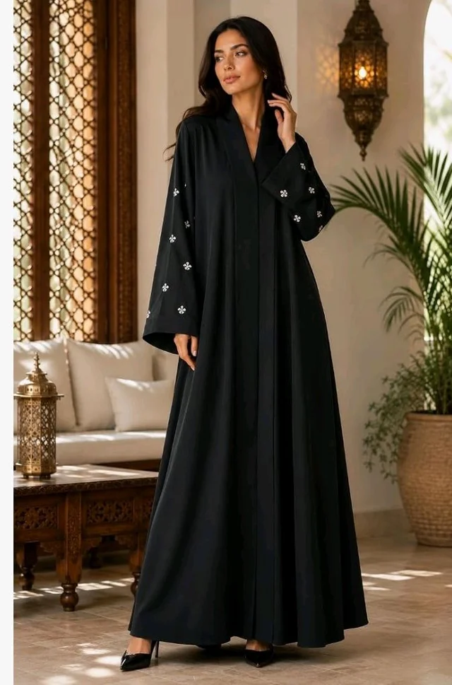 Women's kimono Abaya with Floral Embroidery
petal abaya
- Black