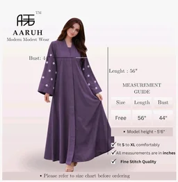 Women's kimono Abaya with Floral Embroidery
petal abaya
- purple