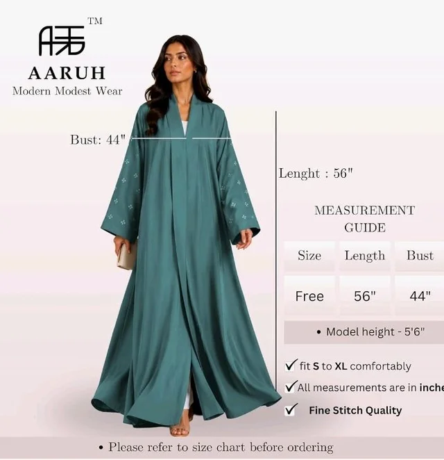 Women's kimono Abaya with Floral Embroidery
petal abaya
- teal