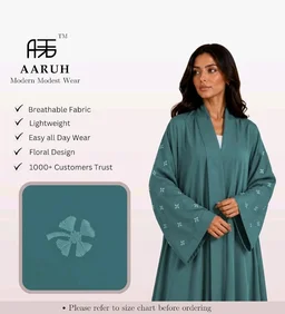 Women's kimono Abaya with Floral Embroidery
petal abaya
- teal