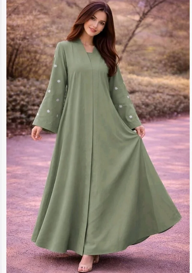 Women's kimono Abaya with Floral Embroidery
petal abaya
- Olive Green