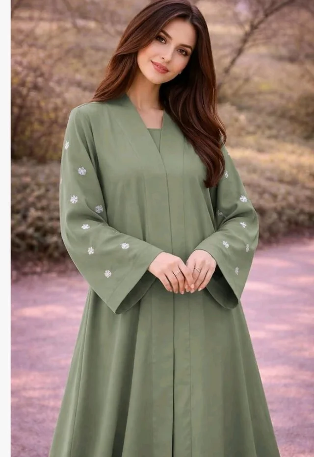 Women's kimono Abaya with Floral Embroidery
petal abaya
- Olive Green