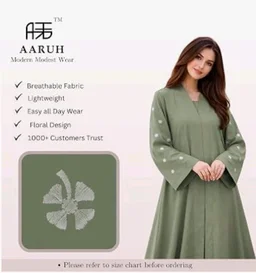 Women's kimono Abaya with Floral Embroidery
petal abaya
- Olive Green