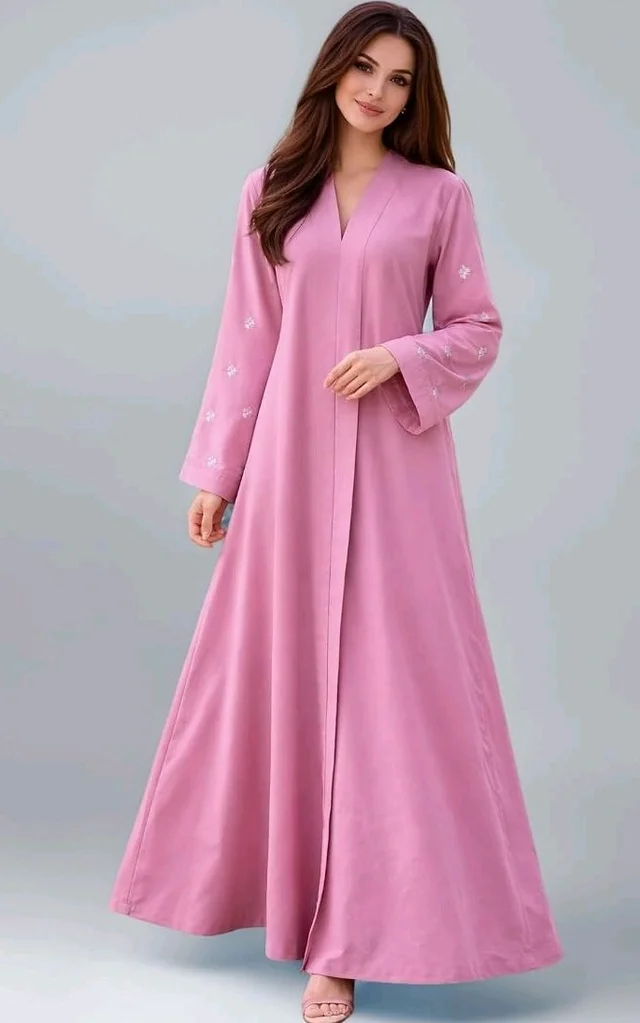 Women's kimono Abaya with Floral Embroidery
petal abaya - Baby Pink