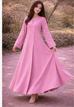 Women's kimono Abaya with Floral Embroidery
petal abaya - Baby Pink