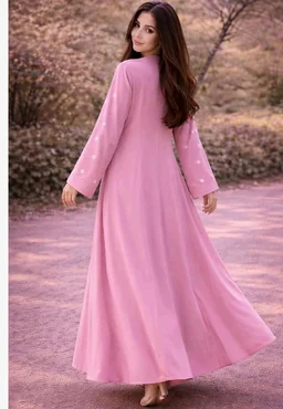 Women's kimono Abaya with Floral Embroidery
petal abaya - Baby Pink