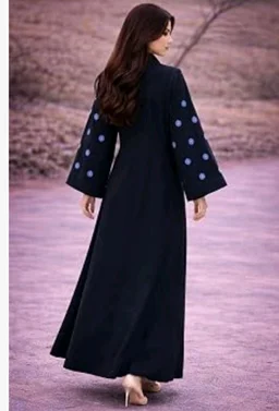 Women's kimono Abaya with Floral Embroidery
petal abaya - black blue