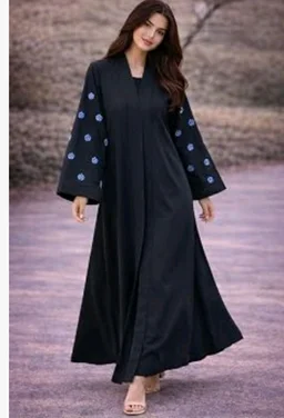 Women's kimono Abaya with Floral Embroidery
petal abaya - black blue