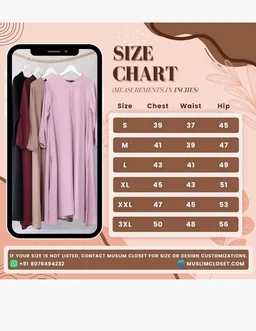 Two Pieces Abaya Dress with Elasticated Sleeves made with Nida Matte Fabric - Knee length Burqa for Women and Girls - M, Silver