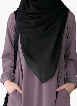 Two Pieces Abaya Dress with Elasticated Sleeves made with Nida Matte Fabric - Knee length Burqa for Women and Girls
- S, Violet