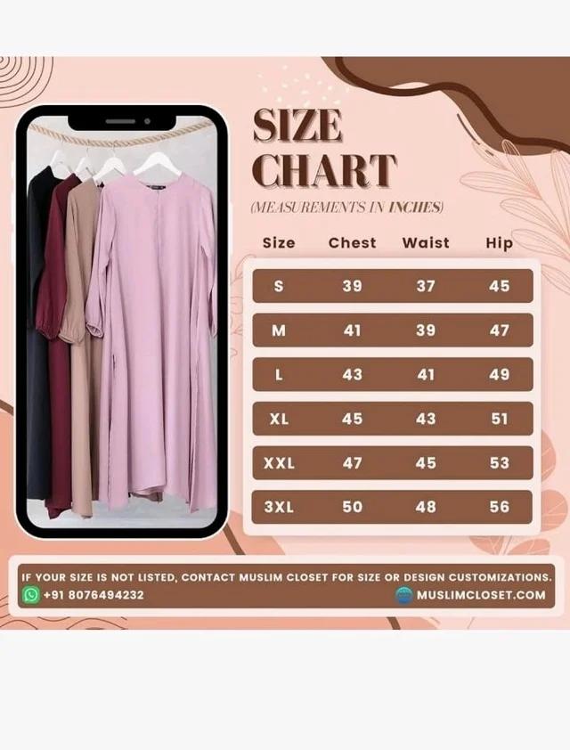 Two Pieces Abaya Dress with Elasticated Sleeves made with Nida Matte Fabric - Knee length Burqa for Women and Girls - Puce Pink