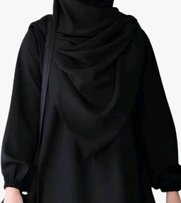 Two Pieces Abaya Dress with Elasticated Sleeves made with Nida Matte Fabric - Knee length Burqa for Women and Girls
- S, Black