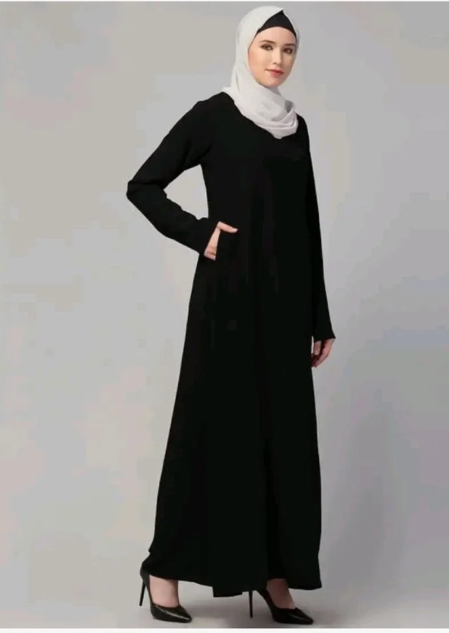 Muslim Closet� Women's Inner Abaya Dress With Side Pocket Made with Nida Matte Fabric
- Black