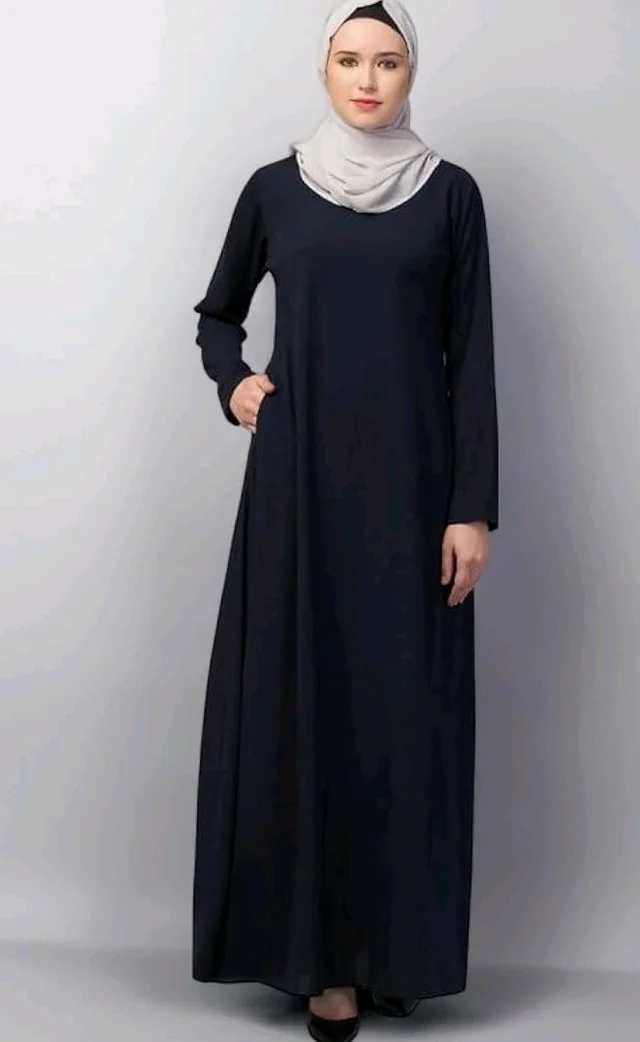 Muslim Closet� Women's Inner Abaya Dress With Side Pocket Made with Nida Matte Fabric
- Navy Blue