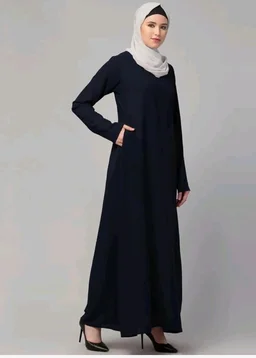 Muslim Closet� Women's Inner Abaya Dress With Side Pocket Made with Nida Matte Fabric
- Navy Blue