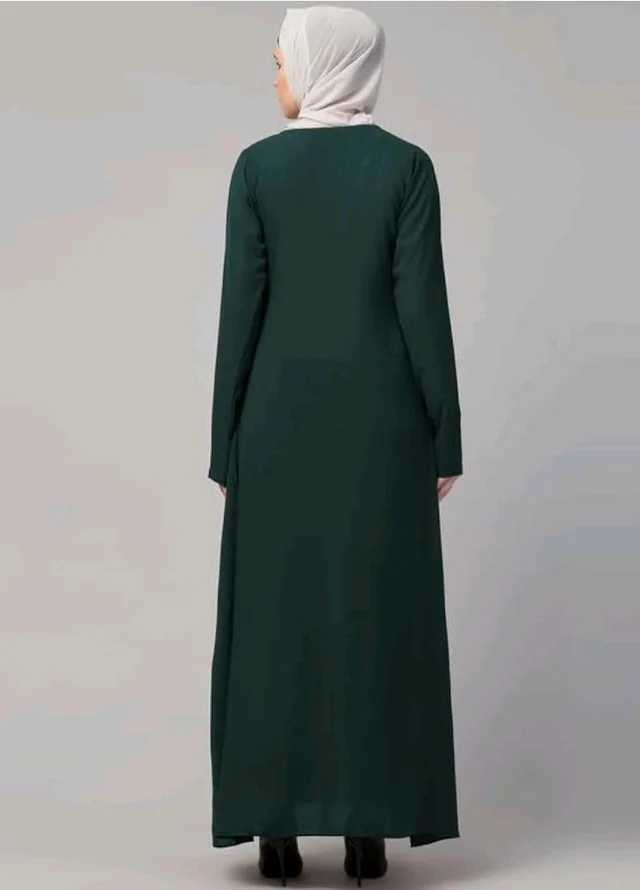 Muslim Closet� Women's Inner Abaya Dress With Side Pocket Made with Nida Matte Fabric
- Bottle Green