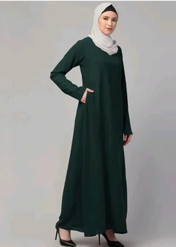 Muslim Closet� Women's Inner Abaya Dress With Side Pocket Made with Nida Matte Fabric
- Bottle Green
