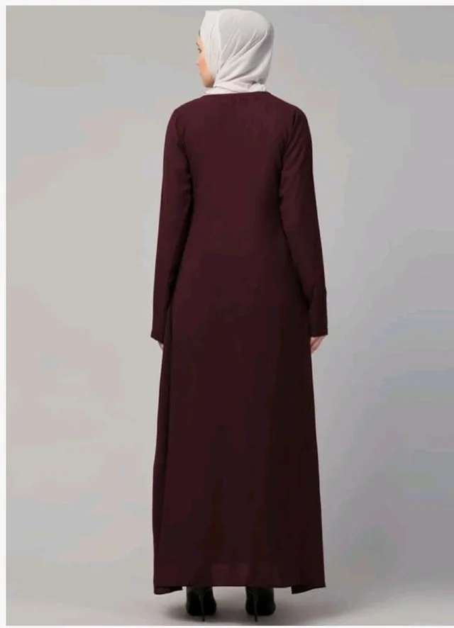 Muslim Closet� Women's Inner Abaya Dress With Side Pocket Made with Nida Matte Fabric
- Burgundy