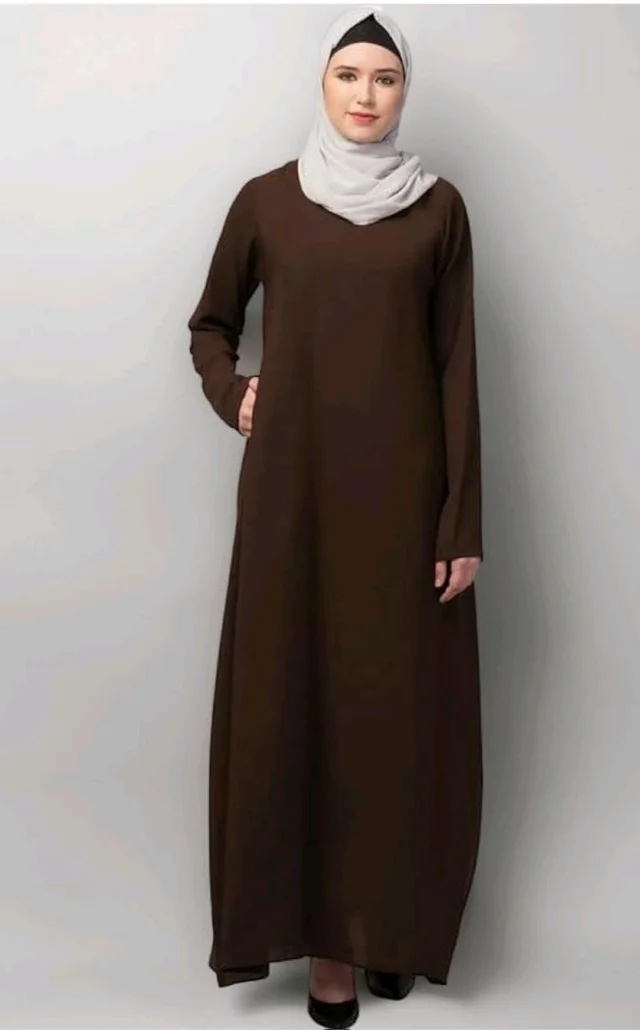 Muslim Closet� Women's Inner Abaya Dress With Side Pocket Made with Nida Matte Fabric
- Brown