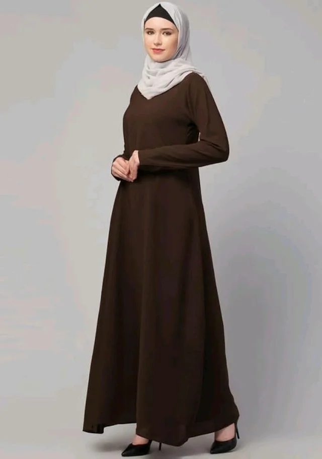 Muslim Closet� Women's Inner Abaya Dress With Side Pocket Made with Nida Matte Fabric
- Brown