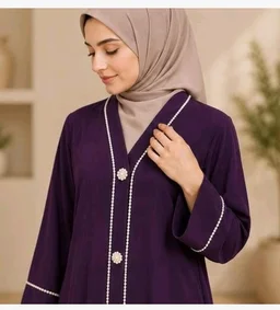 Women's Black Abaya with double chain
Long Sleeves, Modest Wear, Flared Silhouette, Islamic Dress, Formal Occasion - Purple