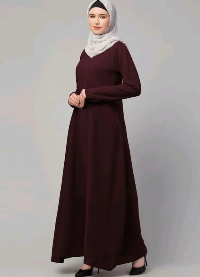 Muslim Closet� Women's Inner Abaya Dress With Side Pocket Made with Nida Matte Fabric
- Burgundy