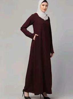 Muslim Closet� Women's Inner Abaya Dress With Side Pocket Made with Nida Matte Fabric
- Burgundy