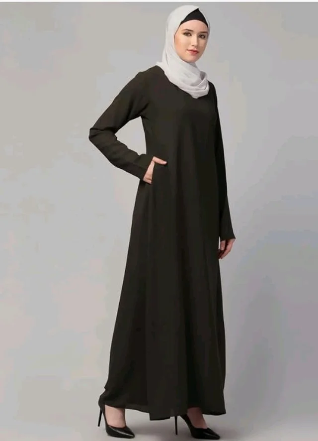 Muslim Closet� Women's Inner Abaya Dress With Side Pocket Made with Nida Matte Fabric
- Olive green