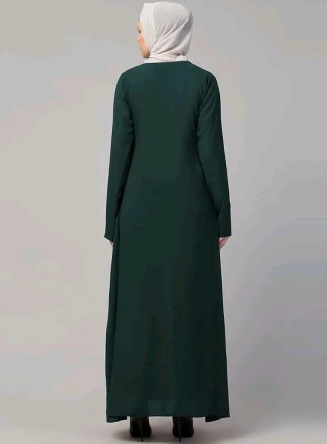 Muslim Closet� Women's Inner Abaya Dress With Side Pocket Made with Nida Matte Fabric - Bottle Green
