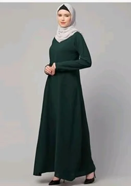 Muslim Closet� Women's Inner Abaya Dress With Side Pocket Made with Nida Matte Fabric - Bottle Green