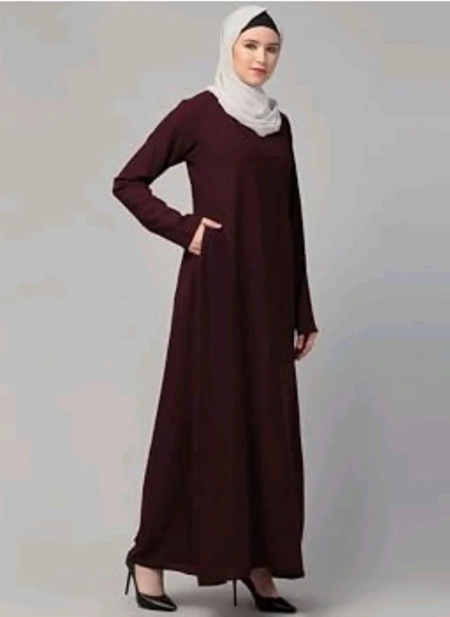 Muslim Closet� Women's Inner Abaya Dress With Side Pocket Made with Nida Matte Fabric
- Brown
