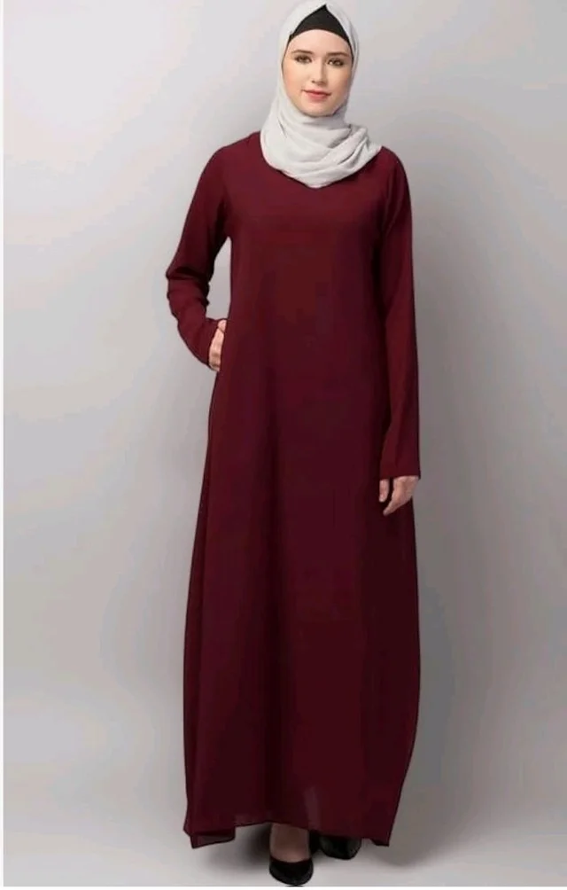 Muslim Closet� Women's Inner Abaya Dress With Side Pocket Made with Nida Matte Fabric
- Maroon